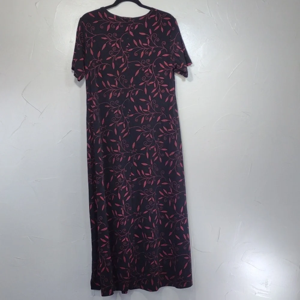 90s Black and Red Leaf Whimsigoth Dress Vintage 1X - Picture 2 of 7